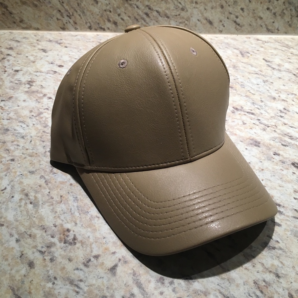 Faux Leather Baseball Cap: NWOT